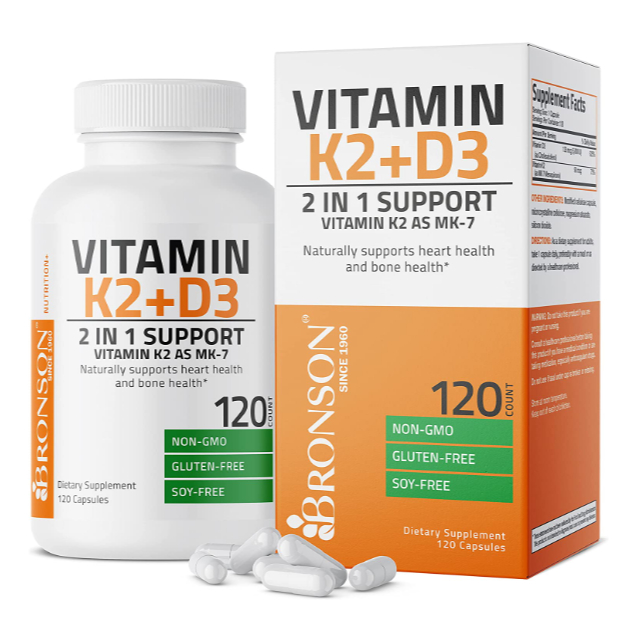 Vitamin K2 (MK7) with D3 Supplement Bone and Heart Health Non-GMO ...