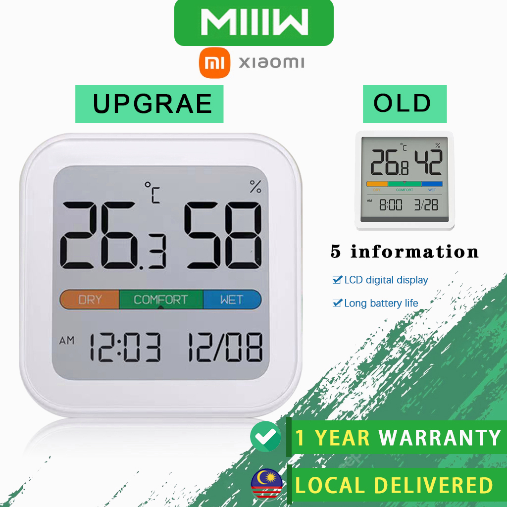 Miiiw LCD Xiaomi Thermometer Mijia Digital Hygrometer 2 with Magnet Clock Indoor Records for Room Climate Control