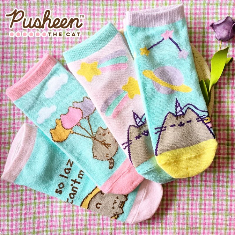 ❤️PUSHEEN❤️ Viral Sticker Pusheen the Cat Family Friends Stormy Pip Ice Cream Sushi Cute Cartoon Sock Stokin Kucing 胖吉猫袜