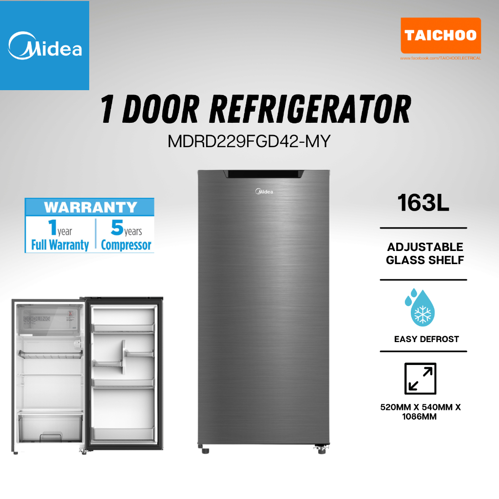 Midea Single Door Refrigerator 163L MDRD229FGD42MY Shopee Malaysia