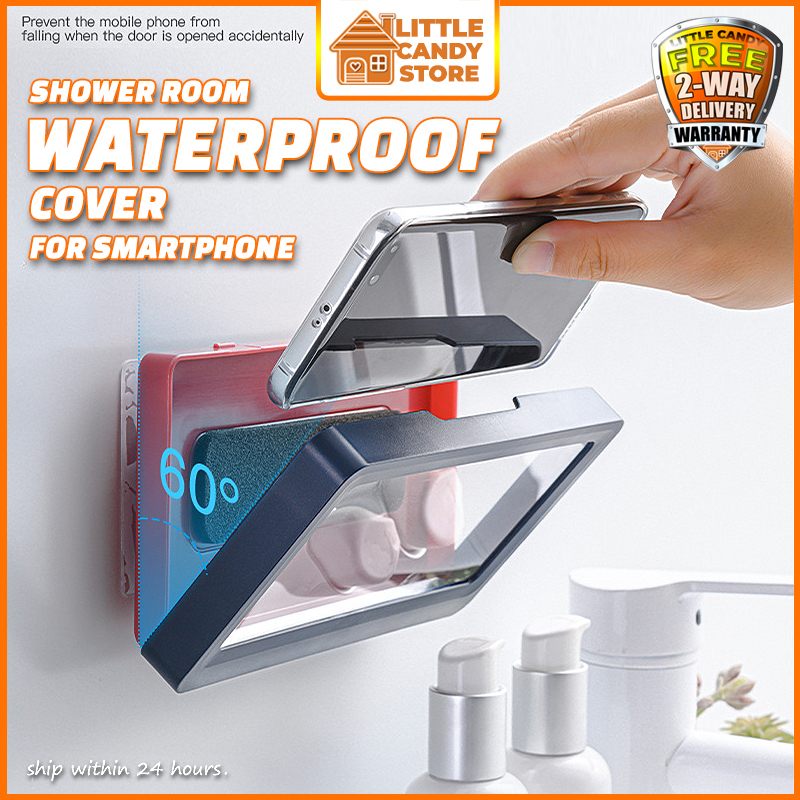 Bathroom Phone Cover Waterproof Anti-Fog Prevent Smoke Wall Mounted Mobile Smartphone Holder for Shower Room Kitchen