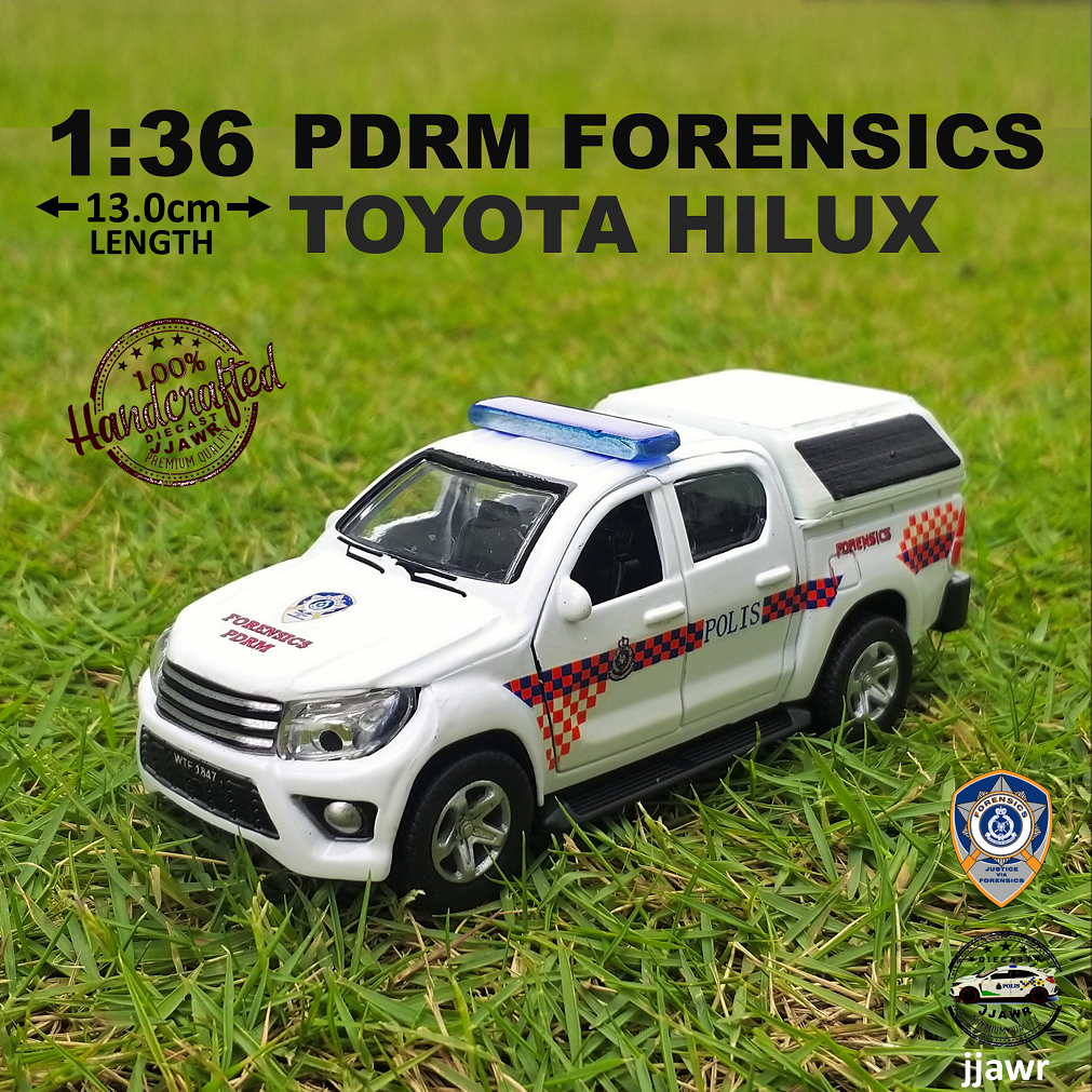 POLIS FORENSIK HILUX: 1:36 PDRM Forensics Polis Diraja Malaysia Pickup Police Model Diecast Toy