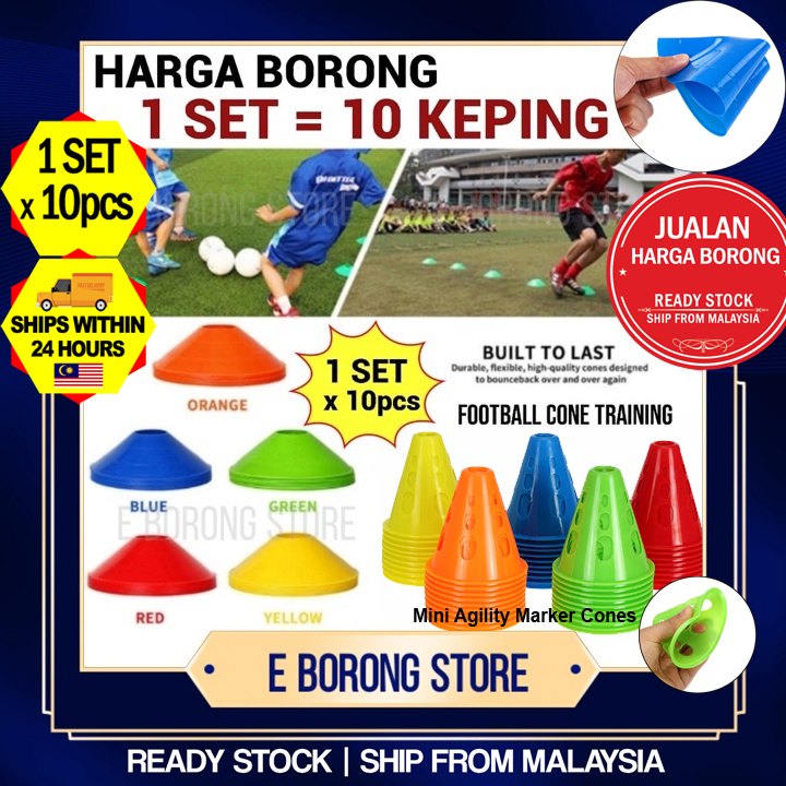 【E BORONG】HARGA BORONG 10keping = 1set Soccer Marker Disc Cone Soccer Drill Agility Training Flat Cone