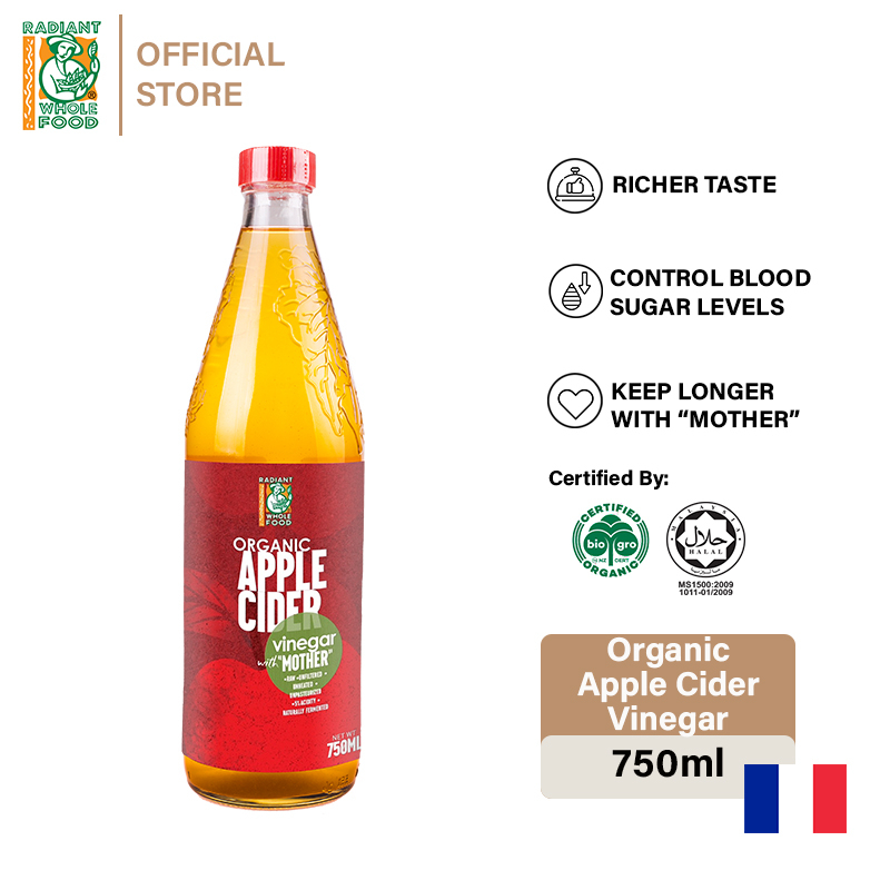 Radiant Organic Apple Cider Vinegar (750ml) Halal Certified Shopee