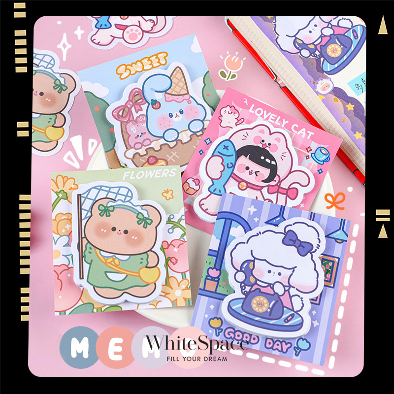 Whitespace 30pcs Yumi Cute Cartoon Memo Pads Cheap Sticky Notes Student ...