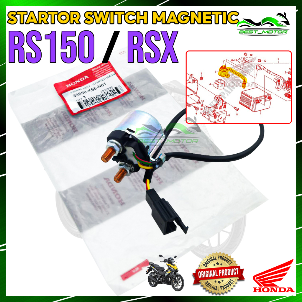 100 Original Honda Rs150 Rsx150 Starter Relay Startor Switch Magnetic Rs150r Rsx 150 35850 9967