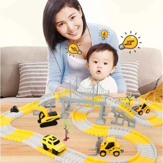 DIY Electric Car Race Magic Rail Track 221 Pc Sets Brain Game Flexible Curved Creates Vehicles Toy Child kid Gift