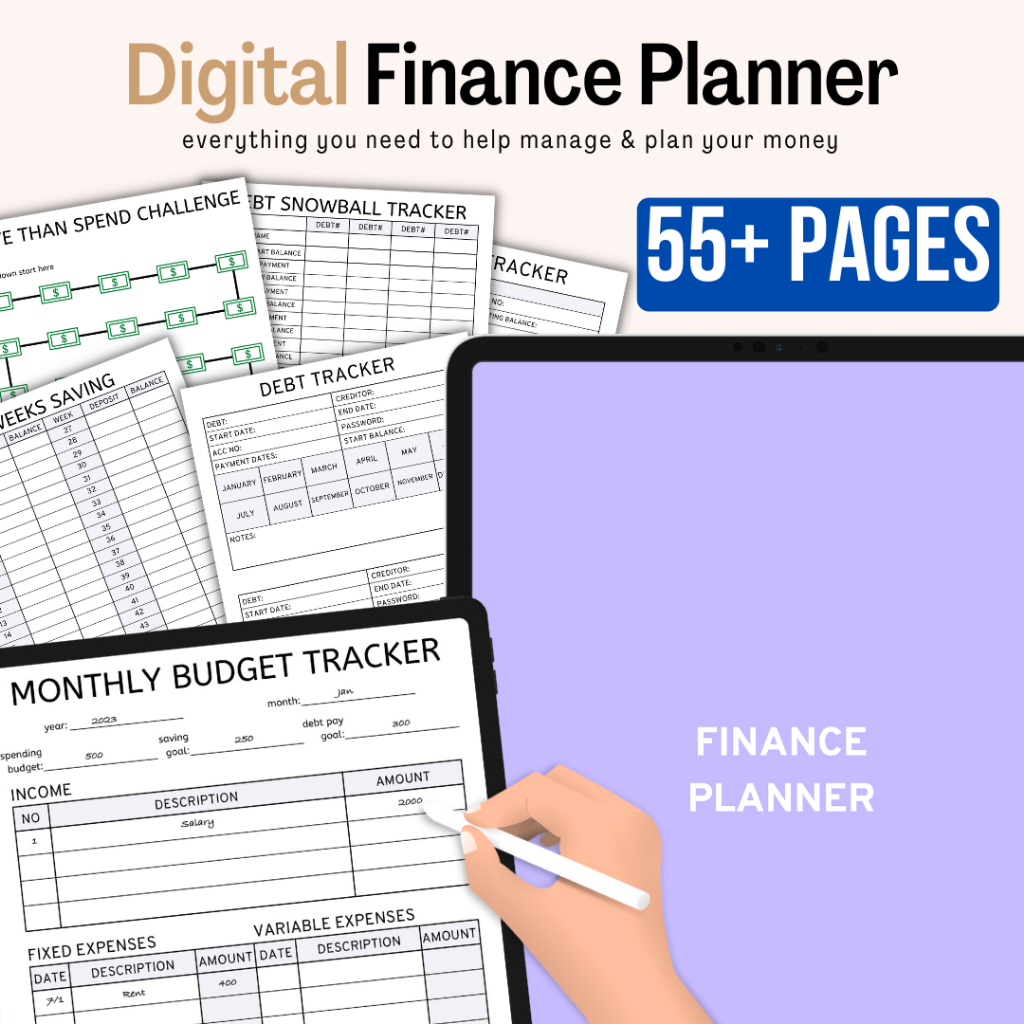 55+ Template Digital Finance Planner 2023 Income Expenses Bill Retirement Budget Tracker Cash Money Planner