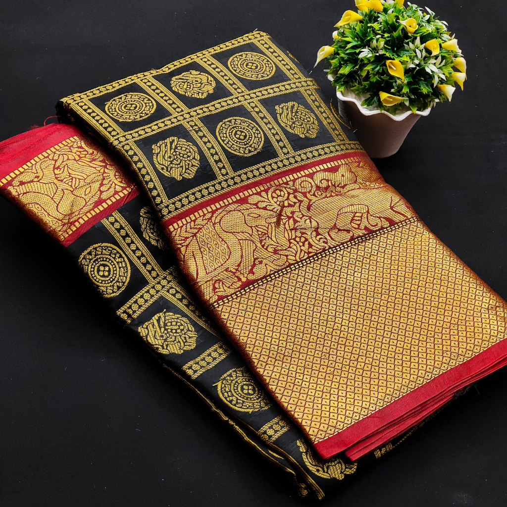 LMU Ifa Trading - Kanchipuram Handloom Weaving Silk Saree With Rich Contrast Saree Wooven Pallu n Rich Zari Wooven Borde