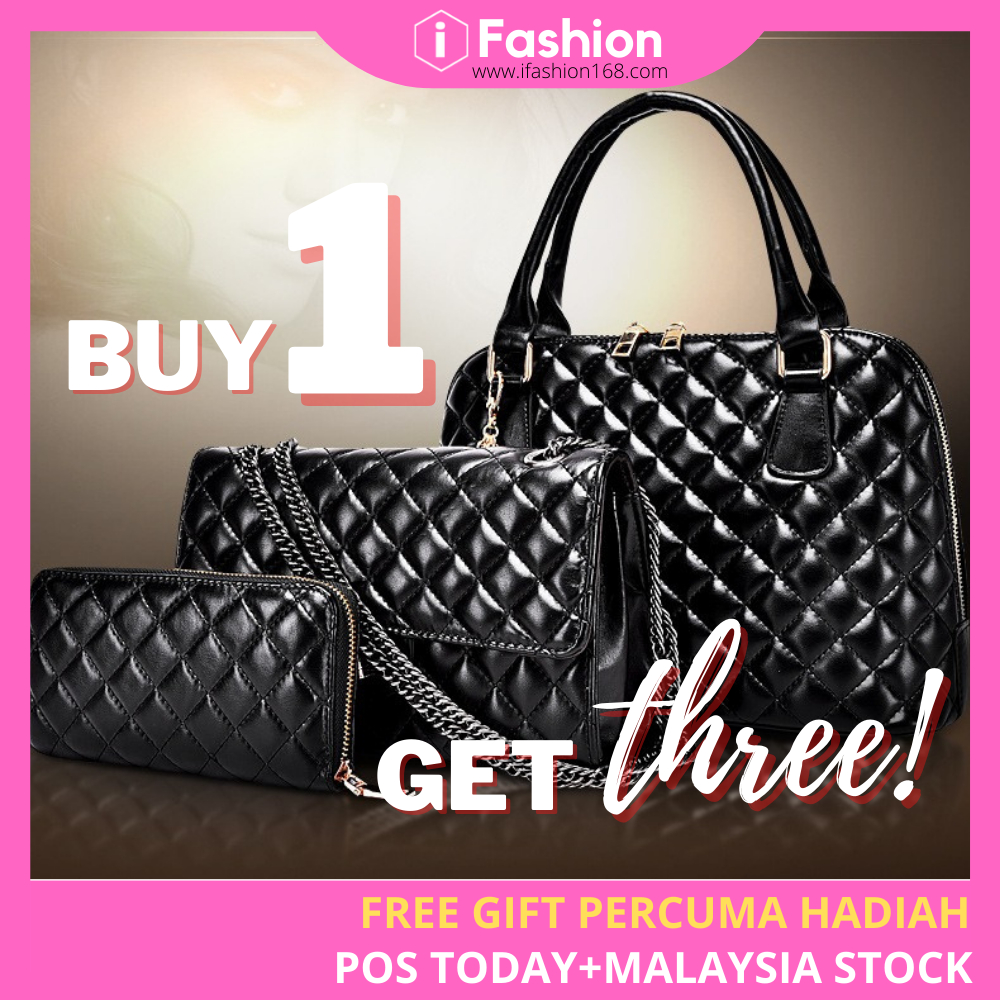 iFASHION 1597 Women High Quality 3 In 1 Set Shoulder Tote Sling Handbag Bag Wanita Beg Sandang Tangan Perempuan
