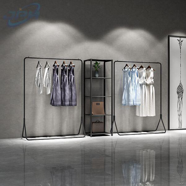 Wrought iron clothing store display racks, men s and women shelves hang