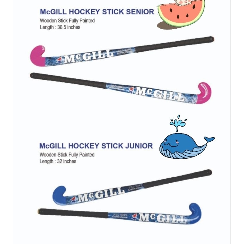 McGILL Wooden Hockey Stick Fully Painted Junior & Senior [Ready Stock