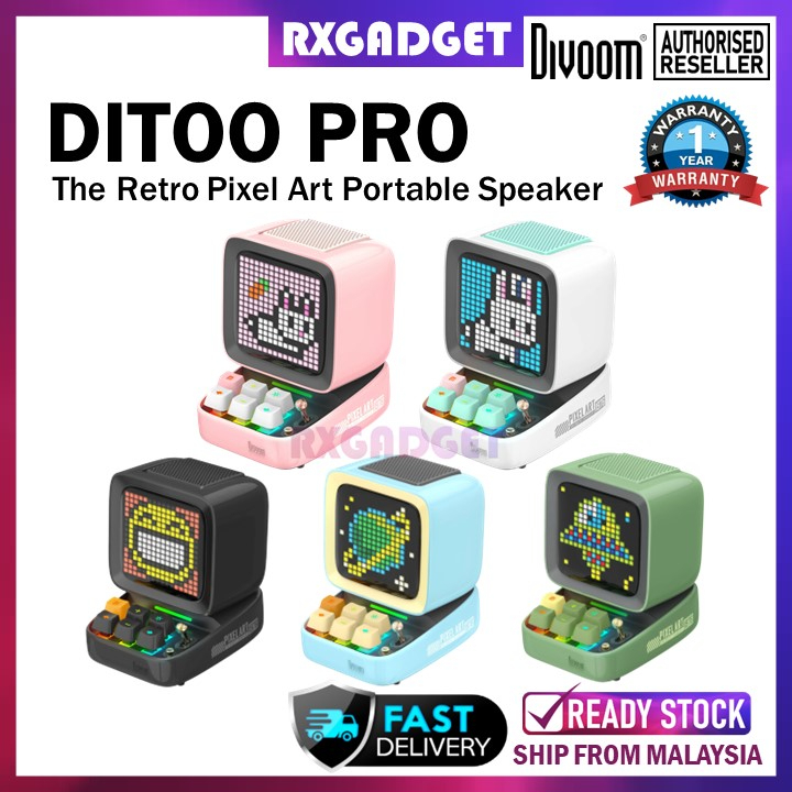 [DIVOOM] Ditoo Plus/PRO Global Version Portable 5.0 Bluetooth Speaker RGB Pixel Art Game LED App Controlled Smart Alarm