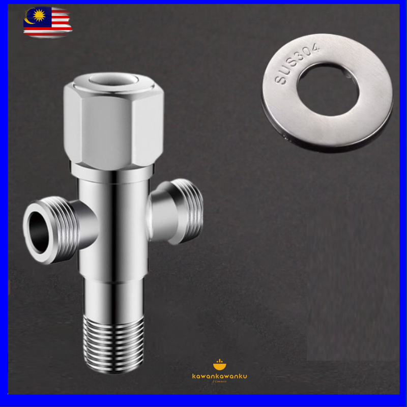 Two Way Angle Valve G12 Stainless Steel Sus304 Angle Valve Bathroom Faucet Thread Triangle 4206