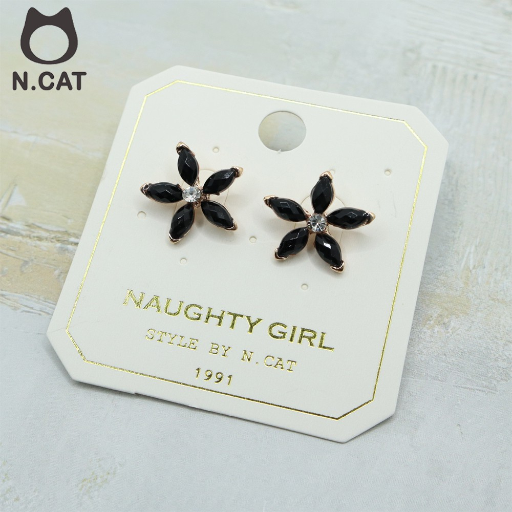 [N.CAT] No. 1 Korea Brand / Basic Simple Earrings / STUD & FLOWER / Black, White, Red & AB Color / 16409067