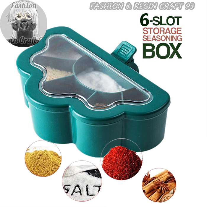 Six Compartment Seasoning Box Set Plastic Spice Box Kitchen Condiment