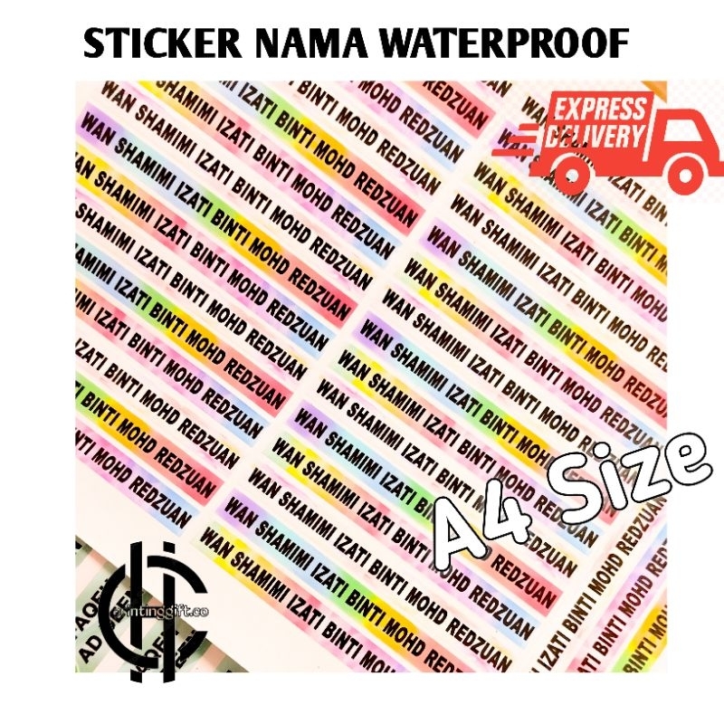 A4 Size Sticker Nama Waterproof Untuk Pelajar sekolah Anak Pelajar Student Sekolah Pejabat Waterproof Siap Cutting