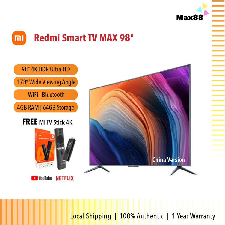 Redmi MAX 98" Smart Android TV 4+64GB Built-in TV Box MIUI (98 inches) Chinese version