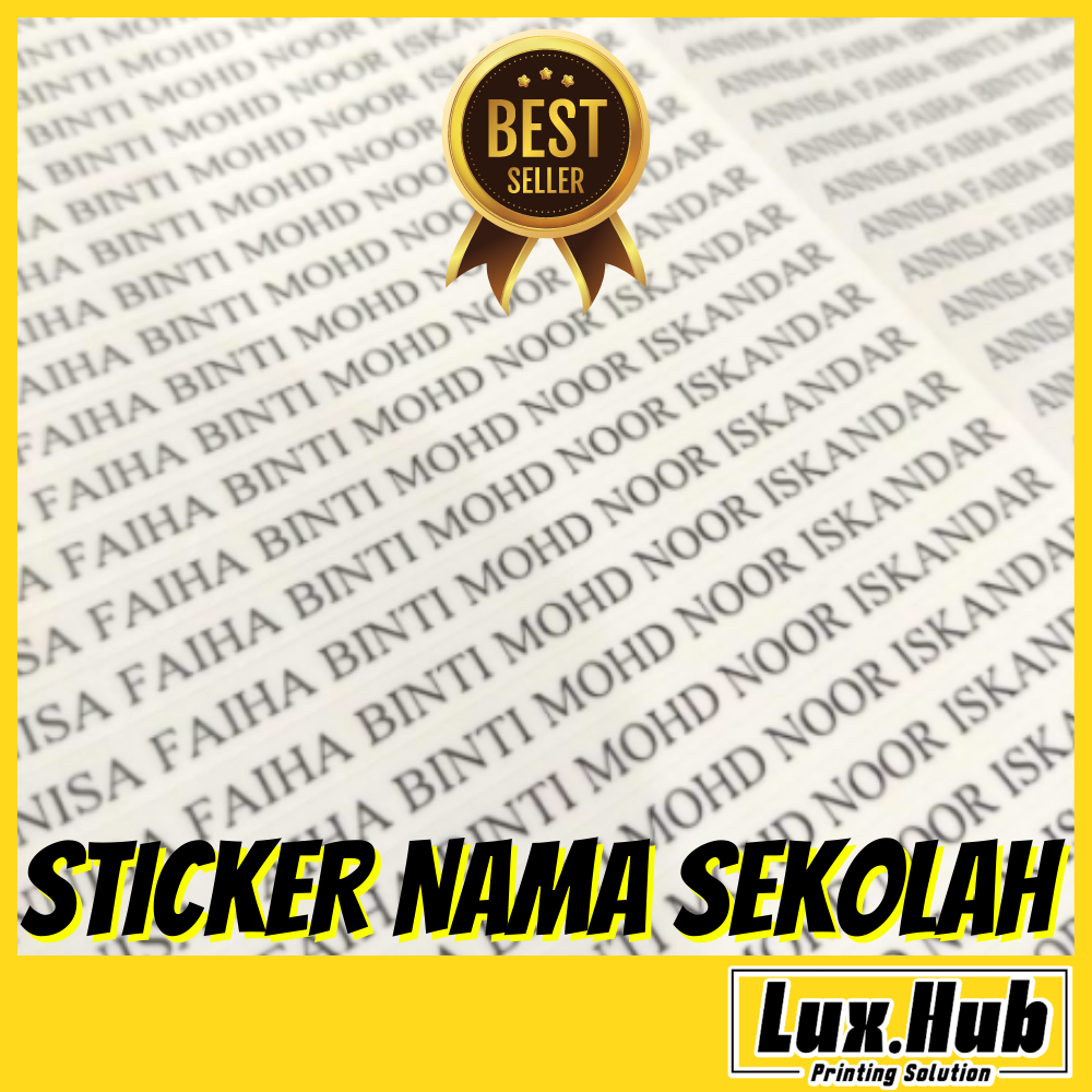 Sticker Nama Buku Sekolah | High Quality Transparent Name Sticker | Stiker Pelekat Nama Anak | Waterproof