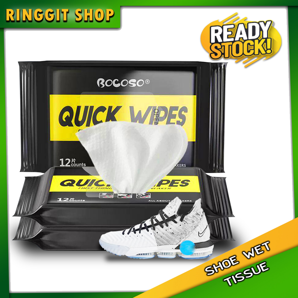 Ringgit Shop 12/30/80pcs Shoe Cleaning Wet Tissue Quick Wipes Sneakers Care Shoes cleaning Solution Tisu cuci kasut