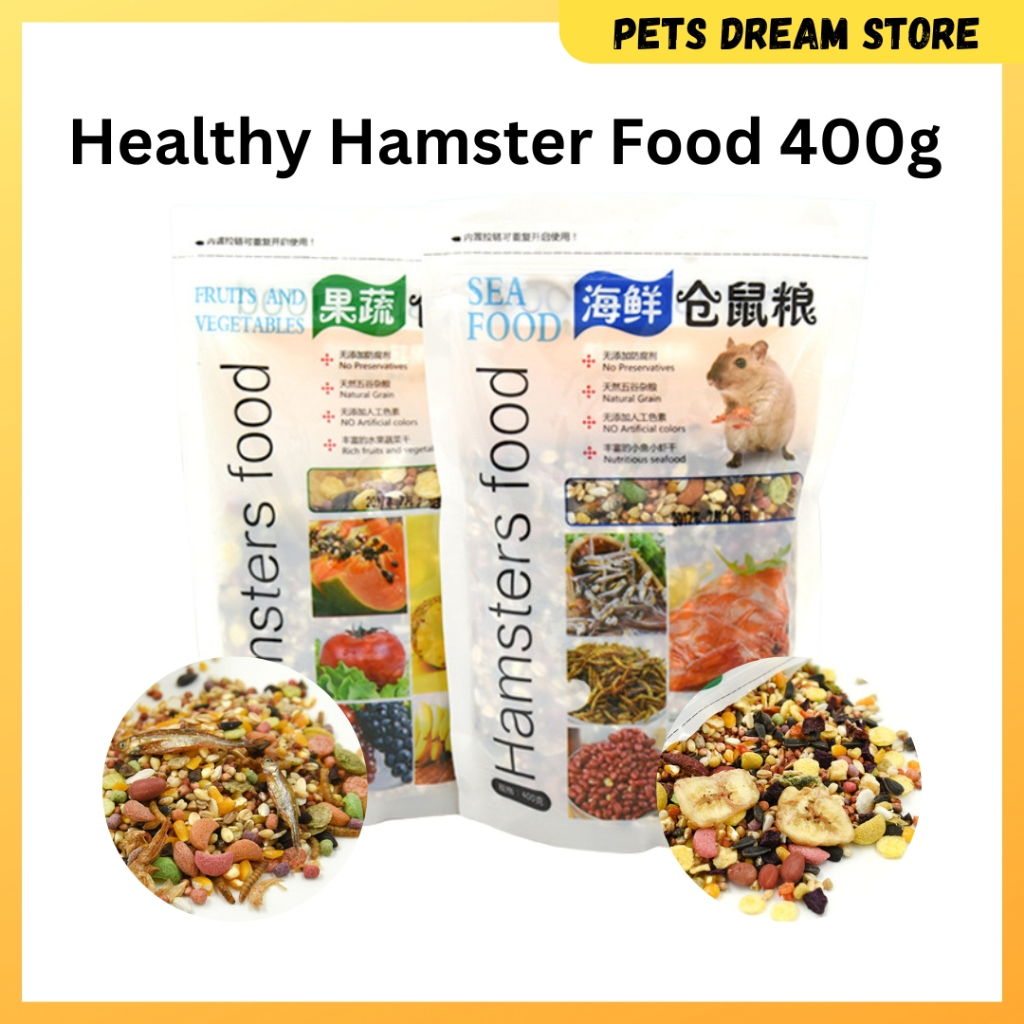 Healthy Hamster food 400g seafood fruit & Veggie multi grain seed hamster food makanan hamster murah 400g