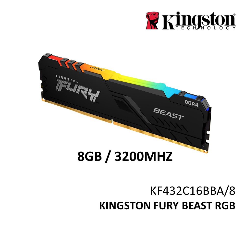 KINGSTON FURY BEAST RGB DDR4 3200MHZ GAMING RAM (8GB) KF432C16BBA/8 ...