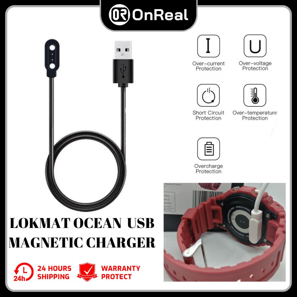 OnReal LOKMAT Ocean / Ocean 2pro / Ocean pro Smart Watch Charger Magnetic Cable Charger Adapter Jam Chrger Jam Ca