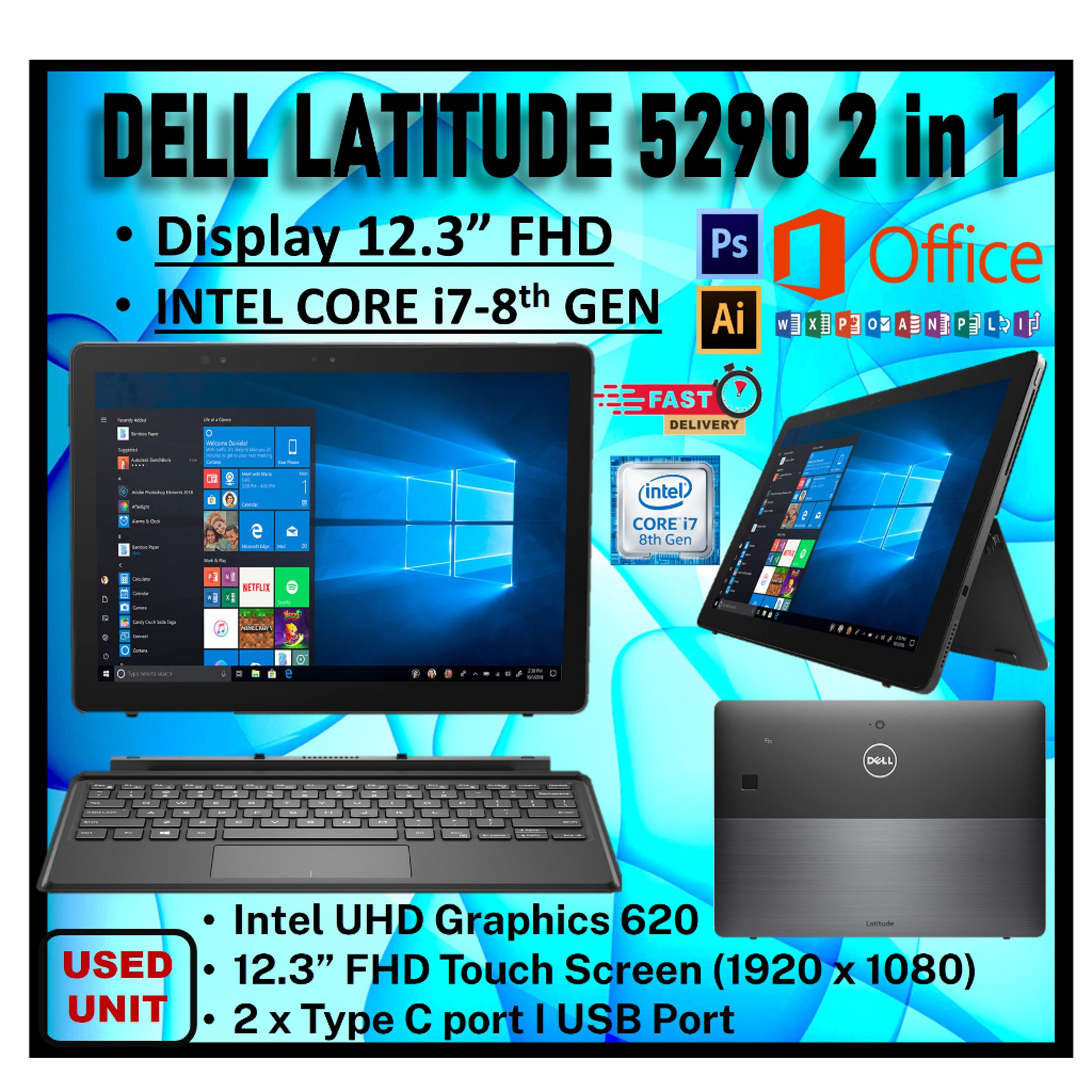Dell Latitude 5290 / 3380 / 5175 / 7390 / 5480 / 3180 Laptop Intel Core i5  / i7 (6TH/8TH GEN) WINDOWS 10 | Shopee Malaysia
