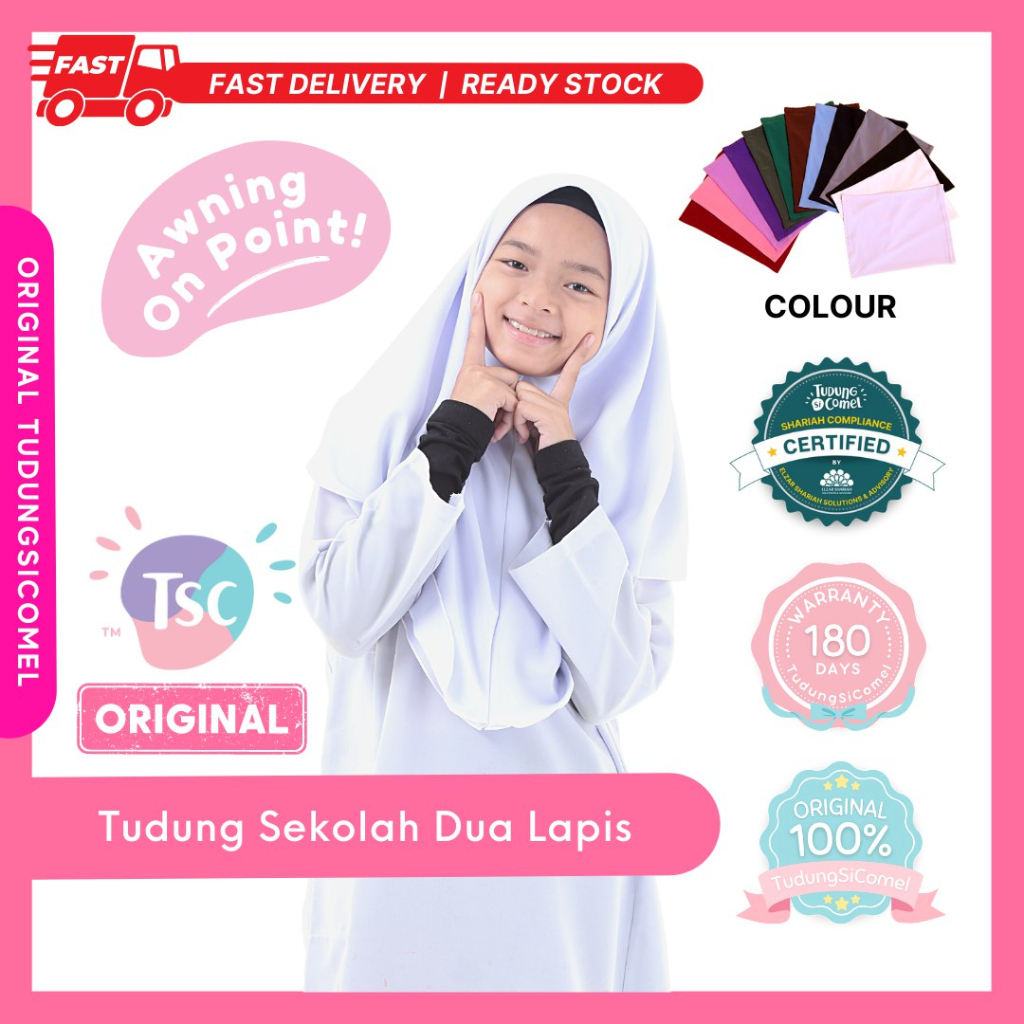 TudungSiComel Tudung Sekolah Dua Lapis PART I / Tudung Sekolah Menengah / Size 5 Hingga 15 Tahun