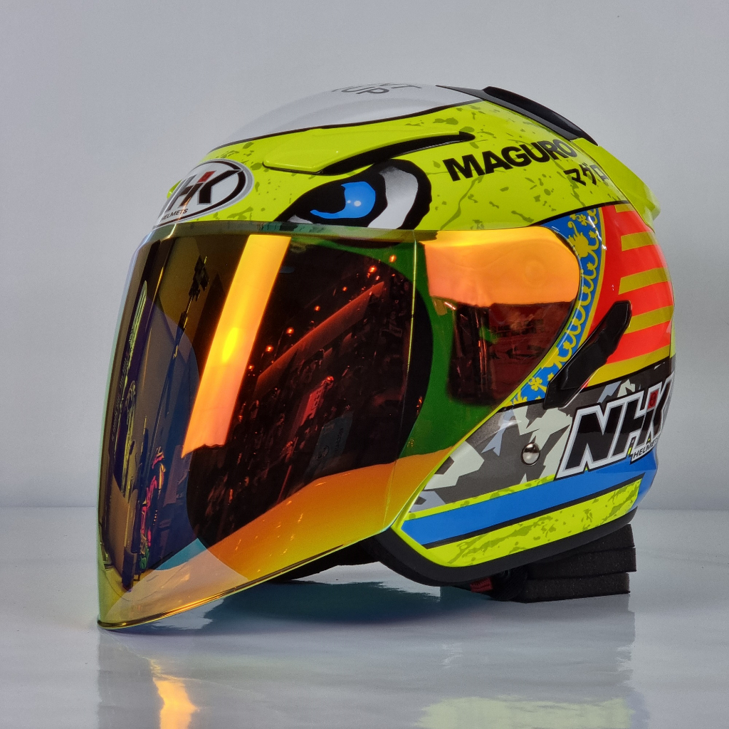 NHK Helmets R1 v2.0 Sergio #2 (Yellow Flo Glossy) | Shopee Malaysia