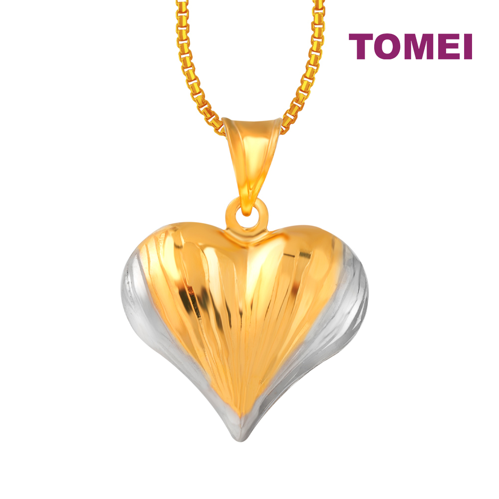 Tomei Lusso Italia Dual Tone Heart Pendant Yellow Gold 916 Shopee
