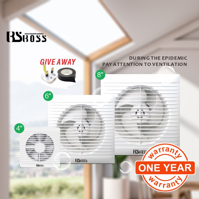 BSBOSS Exhaust Fan 4 inch 6 inch 8 inch wall Type PVC bedroom living room toilet kitchen guest room Ventilation fan