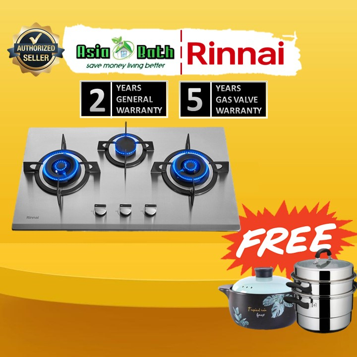 Rinnai 4.5kW RB38HS 3 Burner Builtin Gas Stove With Safety Device RB