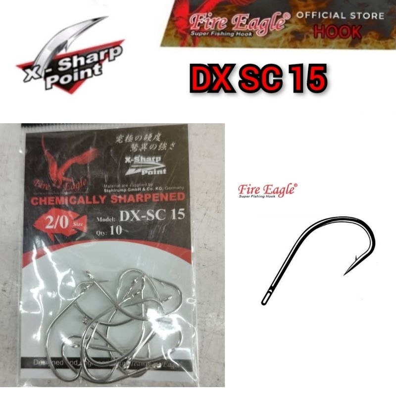 (X SHARP POINT) MATA KAIL FIRE EAGLE DX SC 15 SUPER SHARP FISHING HOOK MADE FROM HIGH QUALITY TOURNAMENT GRADE MATERIAL