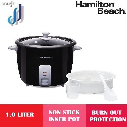 Hamilton Beach Rice Cooker with Non-Stick Coating Inner Pot Tempered Glass Lid