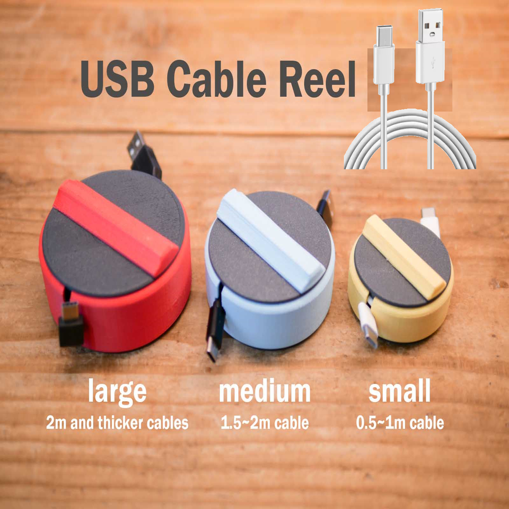USB Cable Reel for Easy Storage and Organizing your Charger Cable 3D