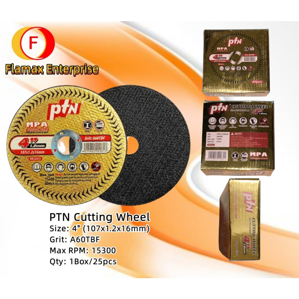 PTN Cutting Wheel 4"x1.2mm (107x1.2x16mm) (Gold/Red/Black/Green/Gold