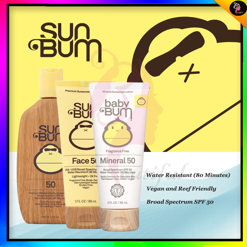 Sun Bum Sunscreen Lotion SPF 50 Water Resistant 80mins| UVA UVB Sun Protection Skincare