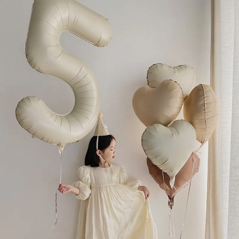 [Ready Stock]•42INCH SUPER LARGE MATTE 0-9 NUMBER FOIL BALLOON• CREAM INS BIRTHDAY PARTY BELON NOMBOR 铝膜奶油焦糖色系数字气球