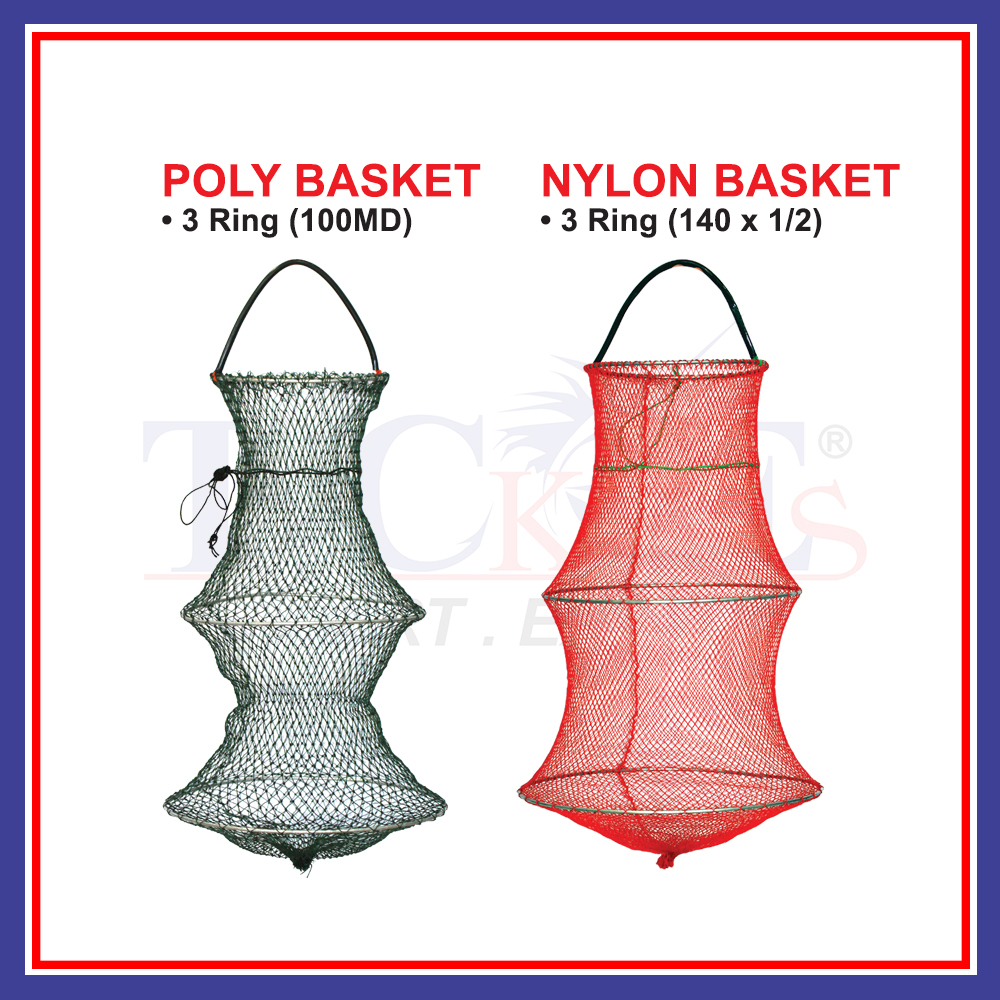 Mini Fishing Poly Nylon Basket Three Tiered Collapsible Portable Crab ...