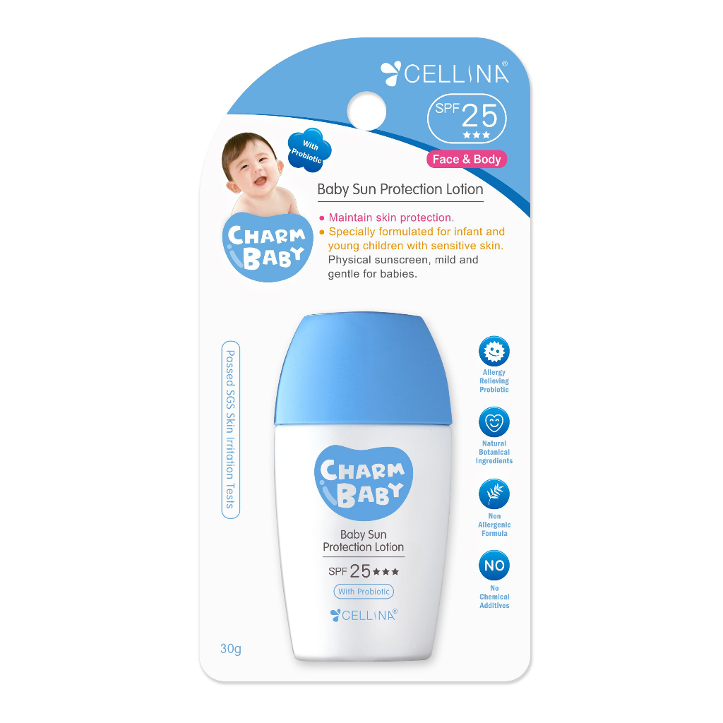 Cellina Charm Baby Sun Protection Lotion SPF25 30g Face & Body Kids Physical Sunscreen Sunblock