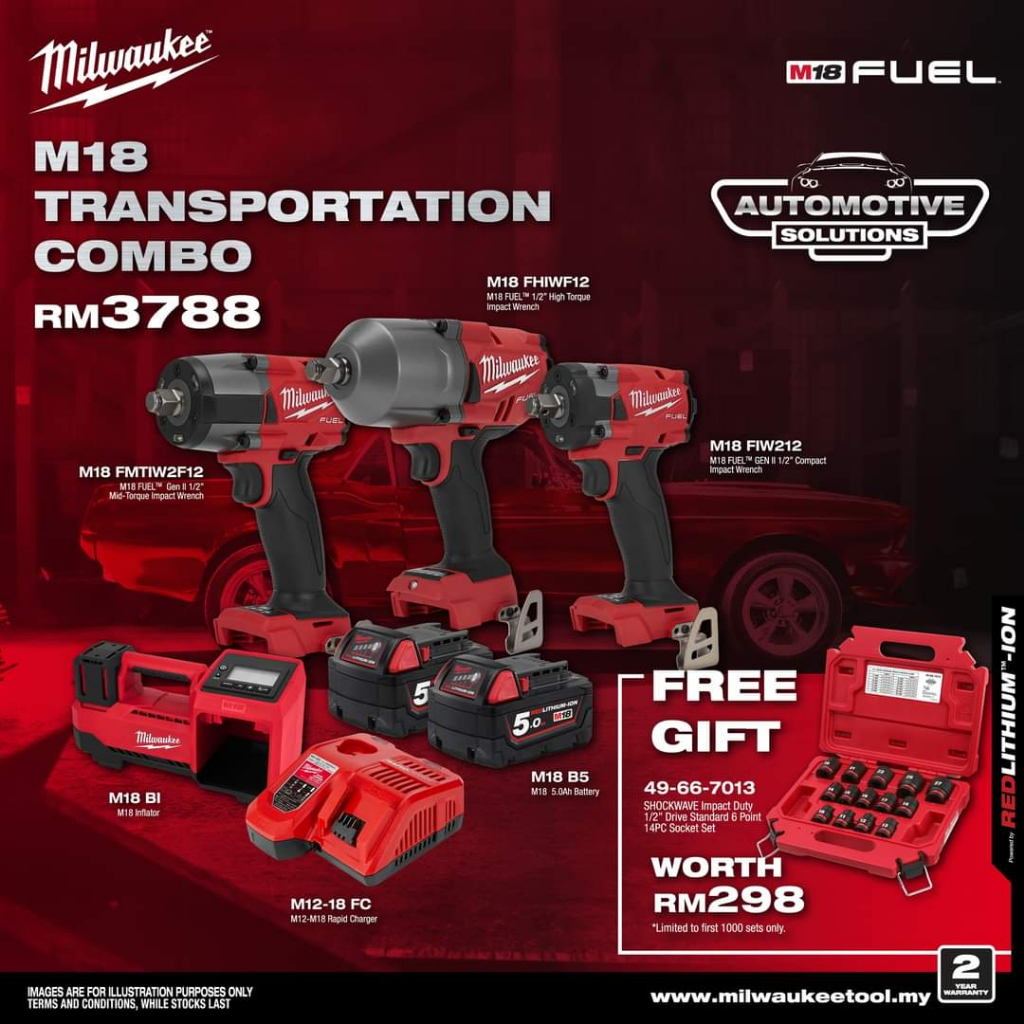 Milwaukee M18 FUEL Mid Torque Impact Wrench Combo With High Torque ...