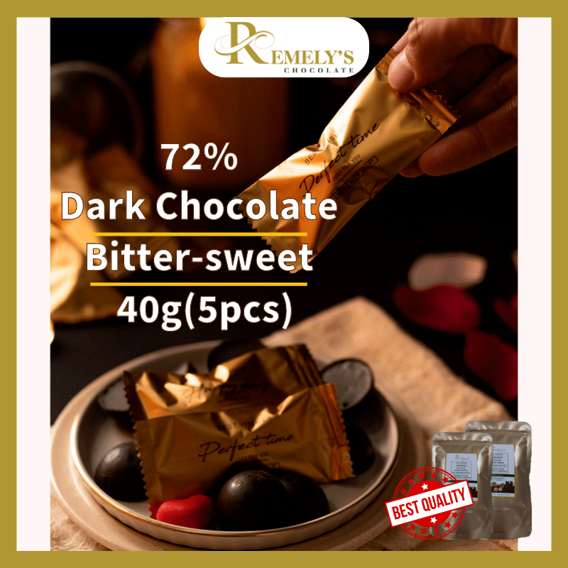 REMELY'S CHOCOLATE 72 Dark Chocolate Pouch Hazelnut Coklat Bar 40gm