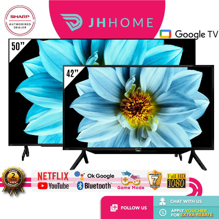 Sharp 50 Inch AQUOS Full HD Google TV 2TC50EG1X | 42 Inch 2TC42FG1X | 50 Inch Android TV 2TC50BG1X | 42 Inch 2TC42BG1X