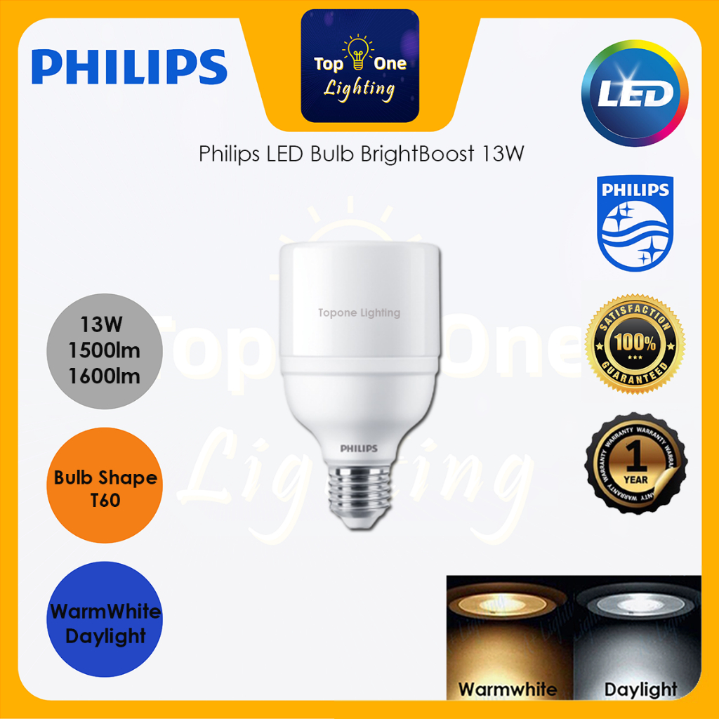 PHILIPS 13w 15w 17w LED Brightboost LED Bulb E27 Cool Daylight / MENTOL LED PHILIP TERANG / Mentol L