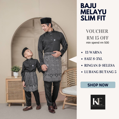 Baju Melayu Slim Fit Hitam Sedondon Ayah Dan Anak Lelaki Plus Size ...