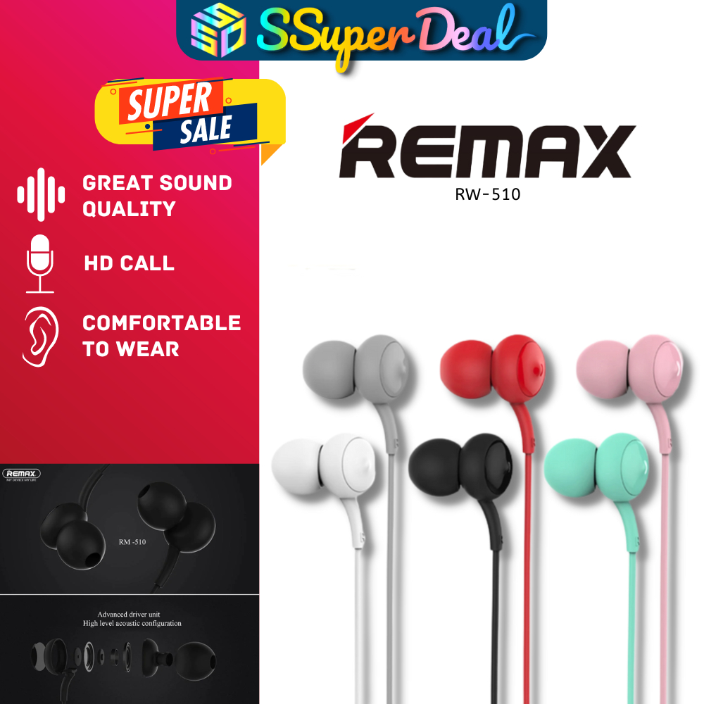 Remax RM-510 Wired Earphones For Calls & Music Bass Stereo In-Ear ...