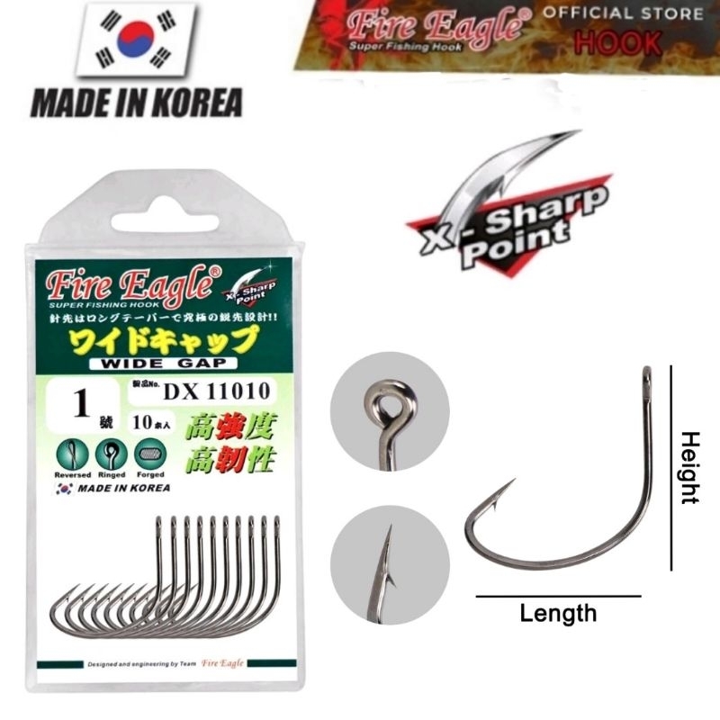 (MADE IN KOREA) MATA KAIL SABIT FIRE EAGLE DX 11010 WIDE GAP SUPER SHARP FISHING HOOK MADE FROM HIGH QUALITY MATERIAL