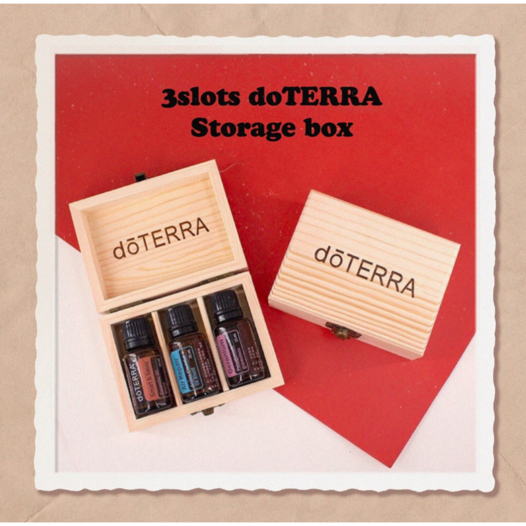 Wooden Essential Oils Box 3 Slots* 15ml "doTERRA" Logo Solid Wood Case
