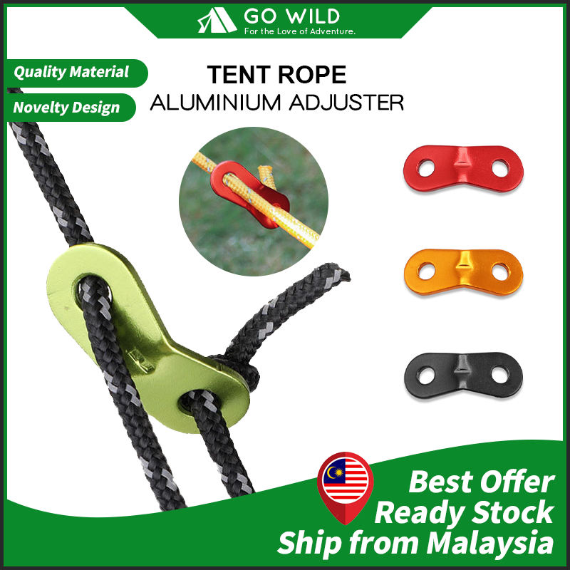 Camping Aluminium Guyline Cord Adjuster Rope Tensioner Adjuster Tent